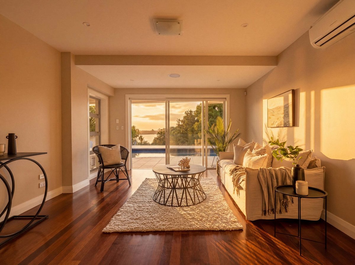 Property - Lounge At Night With Evening Light   Evans Property Management - Evans Property Management